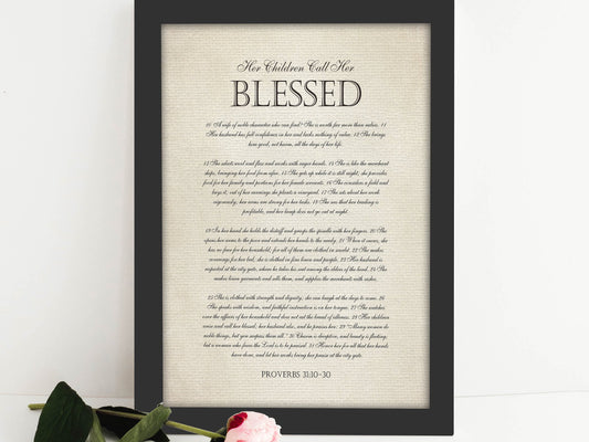 Her Children Call her Blessed Framed Christian Gift - HoneycombProverbs - Giclée - Christian Wall Art