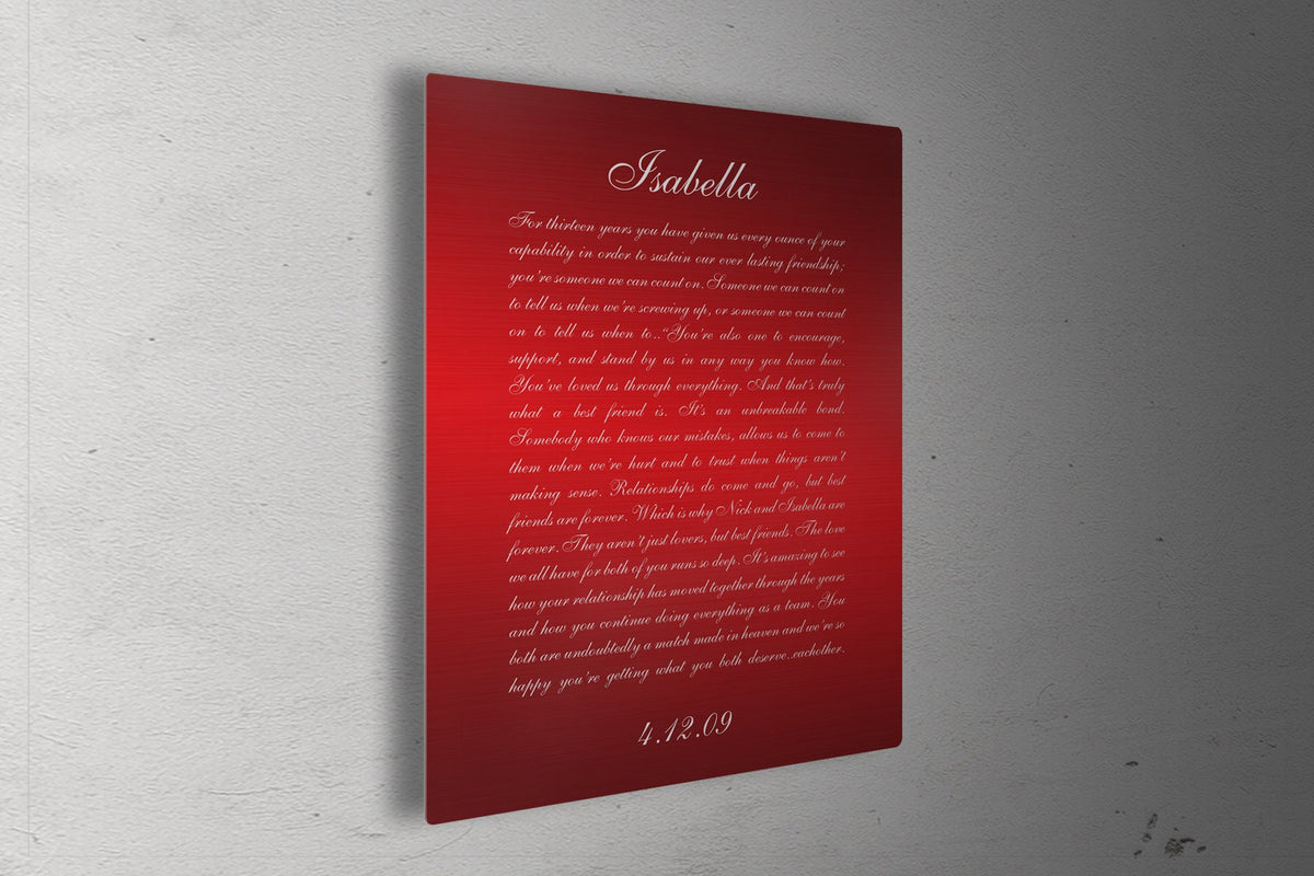 Wedding Vows Printed on Metal - HoneycombProverbs - - Tin and Aluminum Gifts