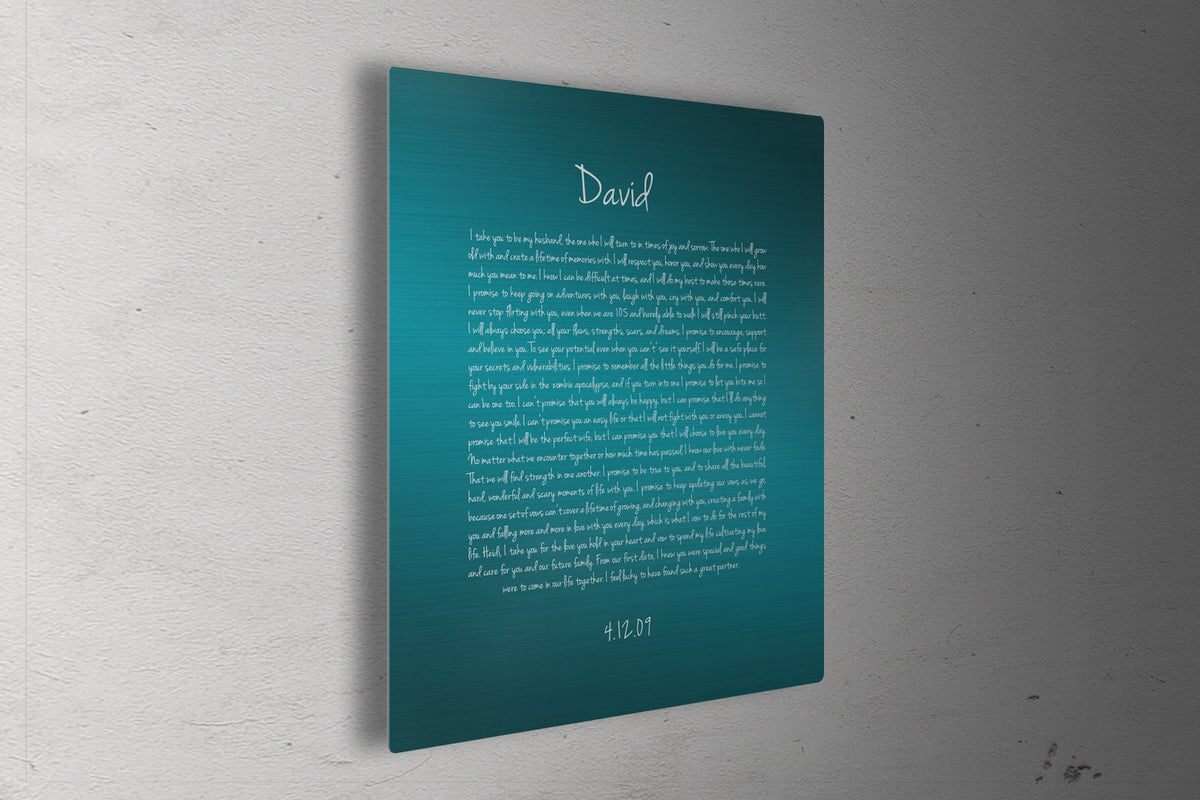 Customizable Wedding Vow Decor on Tin - HoneycombProverbs - Signs - Tin and Aluminum Gifts