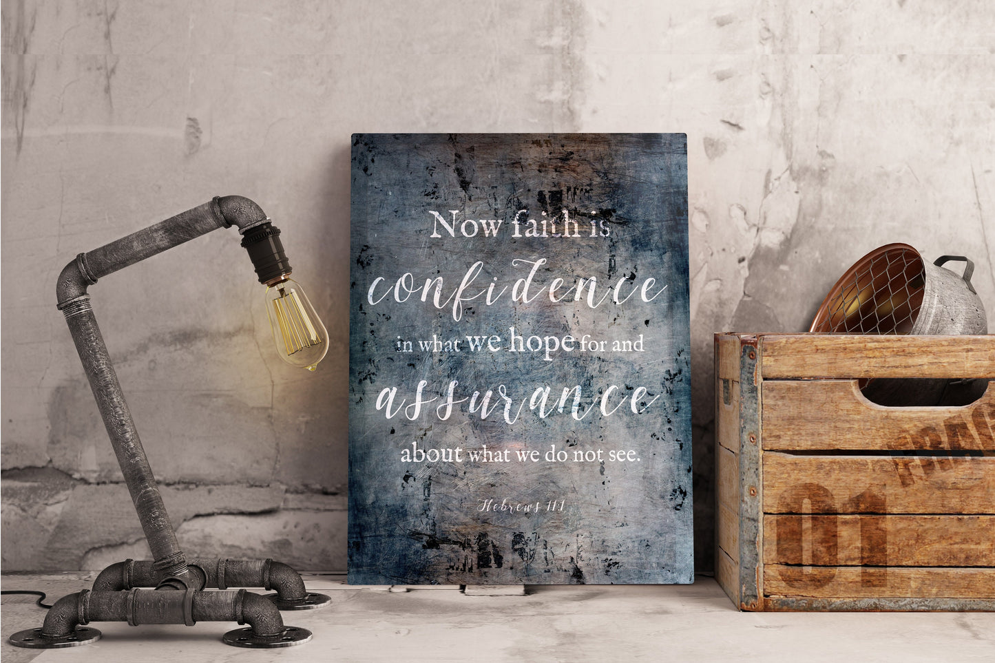 Hebrews 11:1 Distressed Metal Sign - HoneycombProverbs - Signs - Tin and Aluminum Gifts