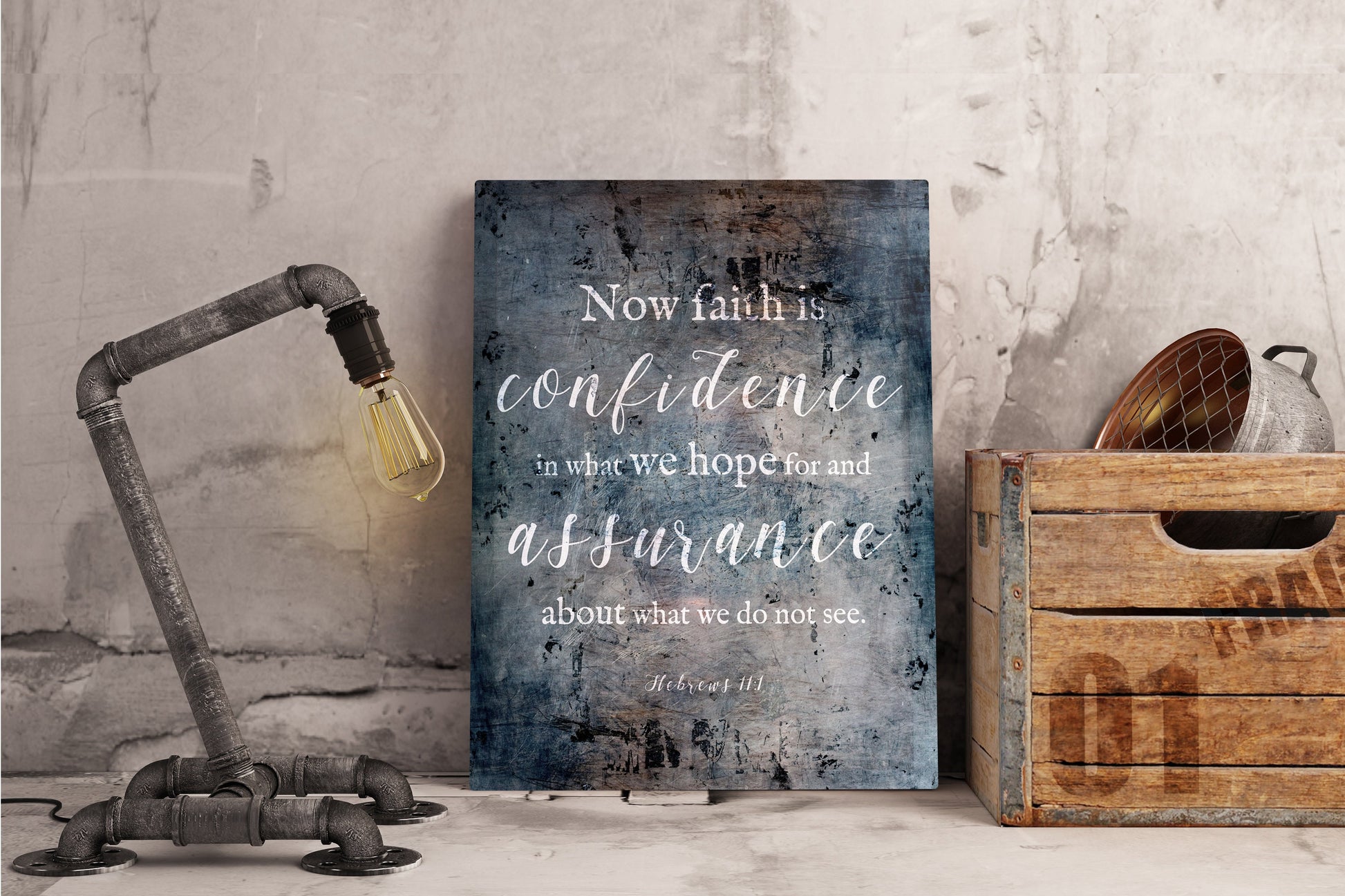 Hebrews 11:1 Distressed Metal Sign - HoneycombProverbs - Signs - Tin and Aluminum Gifts