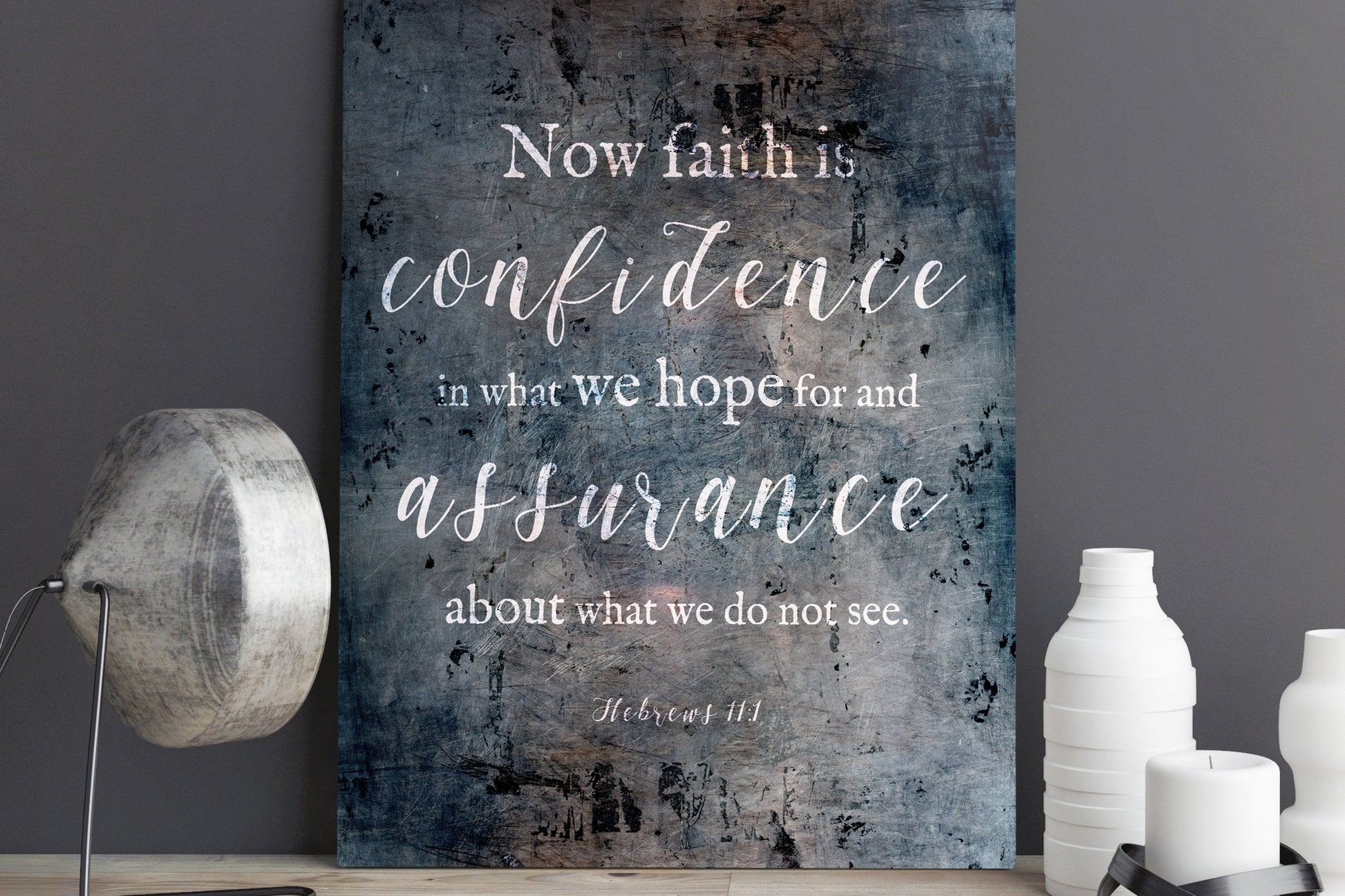 Hebrews 11:1 Distressed Metal Sign - HoneycombProverbs - Signs - Christian Wall Art