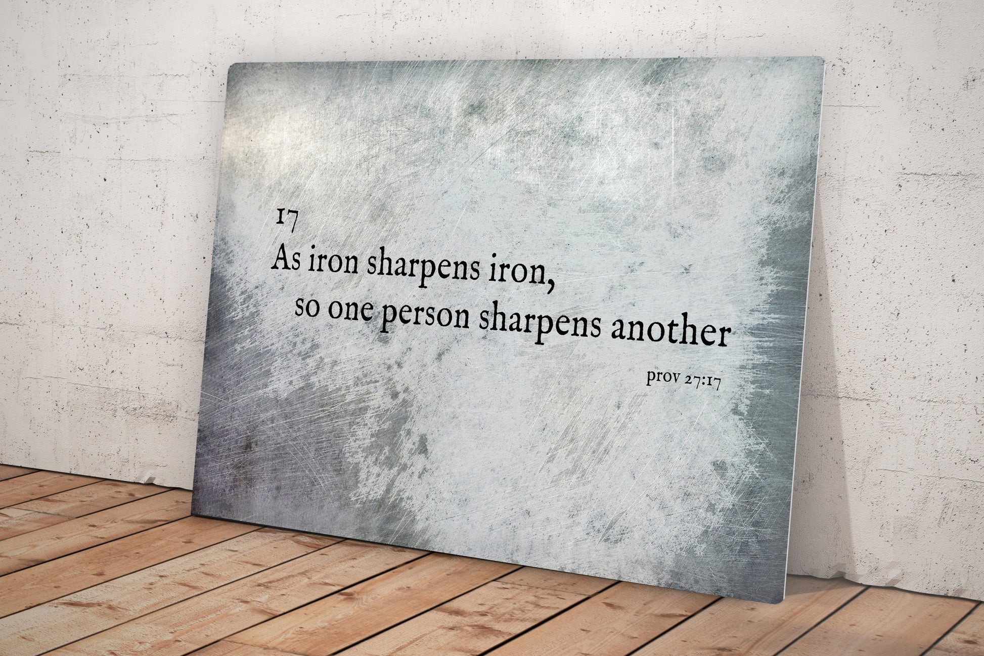 As Iron Sharpens Iron Farmhouse Industrial Metal Sign - HoneycombProverbs - Signs - Christian Wall Art