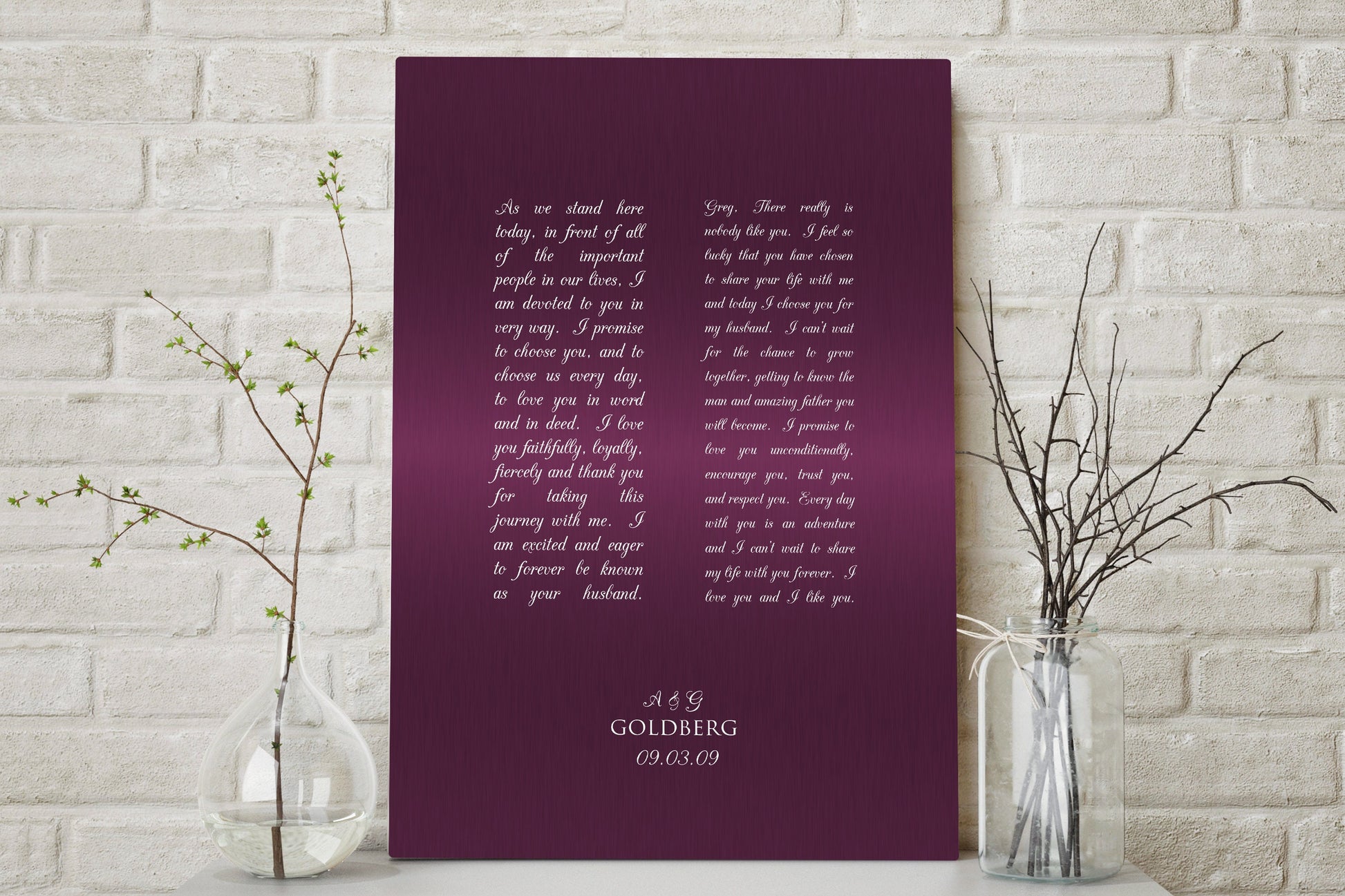 Custom Tin Wedding Vow Art - HoneycombProverbs - Wall Hangings - Wedding Vow Wall Art