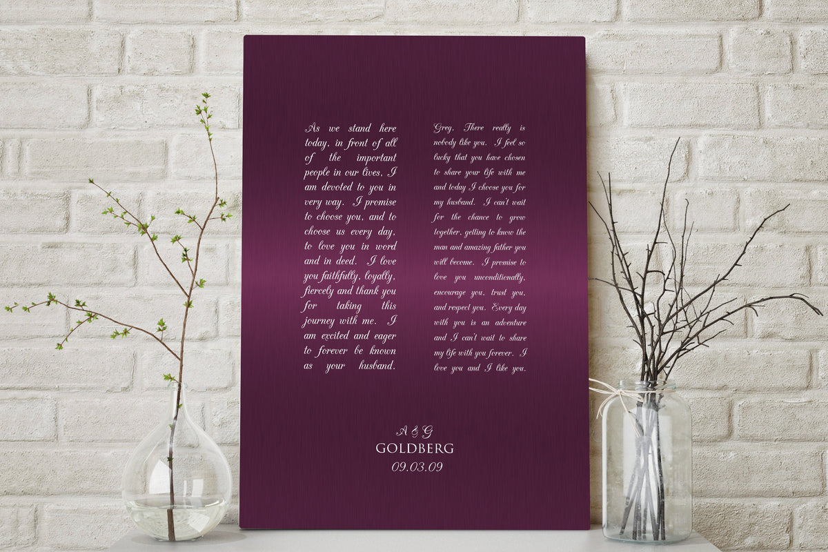 Custom Tin Wedding Vow Art - HoneycombProverbs - Signs - Tin and Aluminum Gifts