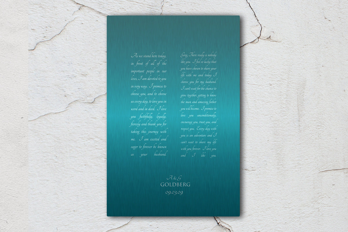 Custom Tin Wedding Vow Art - HoneycombProverbs - Signs - Tin and Aluminum Gifts