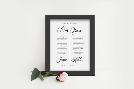 Framed Paper Anniversary Gift with Vows - HoneycombProverbs - Giclée - Wedding Vow Wall Art