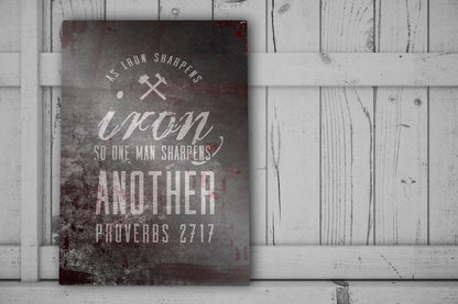 Iron Works Sign As Iron Sharpens Iron - HoneycombProverbs - Wall Decor - Christian Wall Art