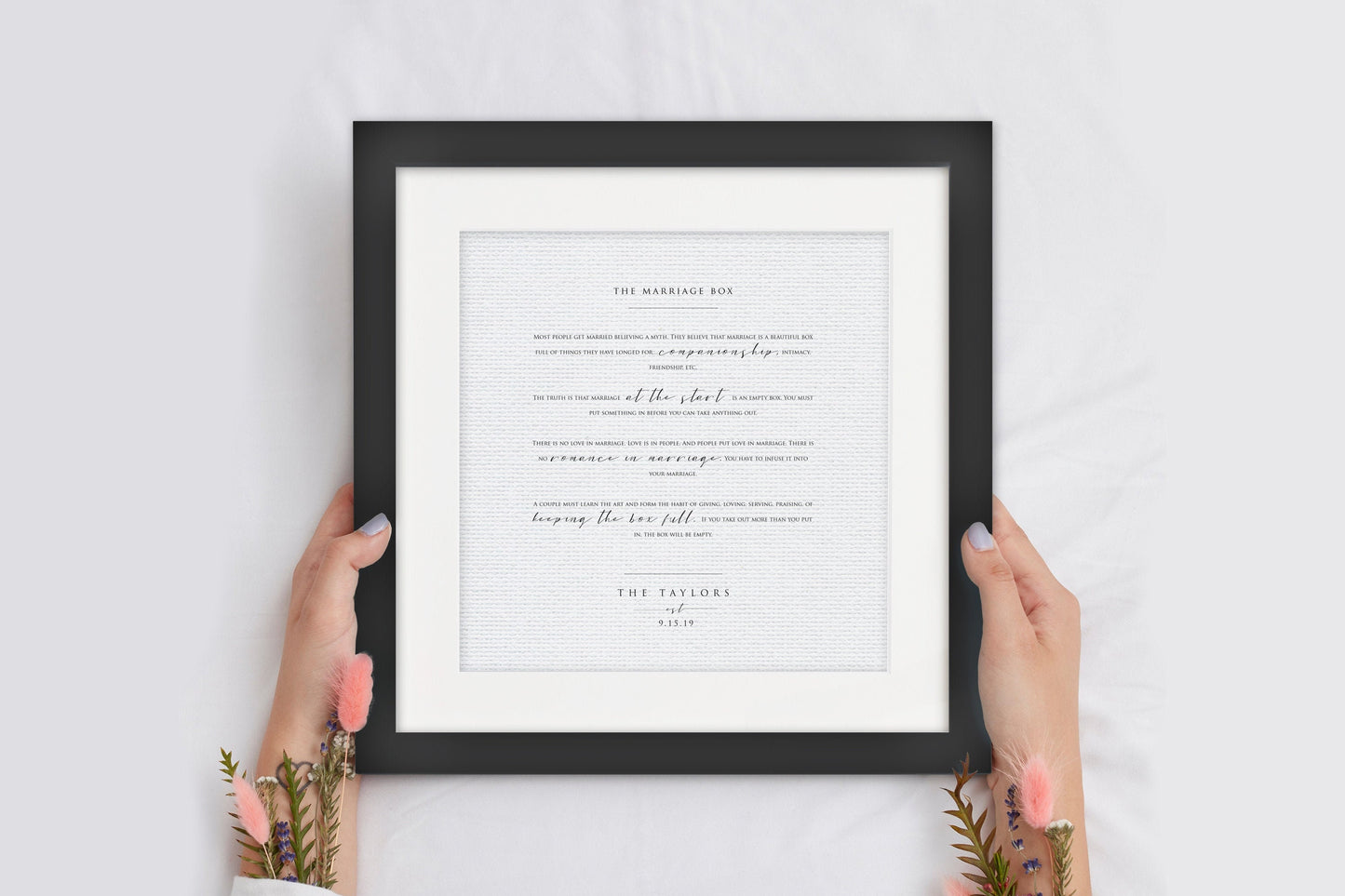 The Marriage Box, Personalized Framed Wedding Gift - HoneycombProverbs - Gifts For The Couple - Christian Wall Art