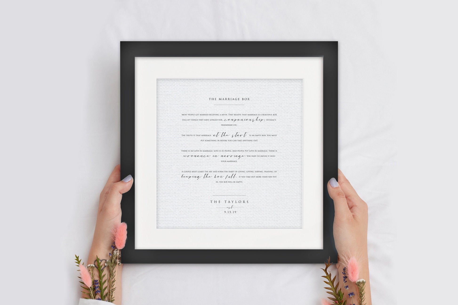 The Marriage Box, Personalized Framed Wedding Gift - HoneycombProverbs - Gifts For The Couple - Christian Wall Art