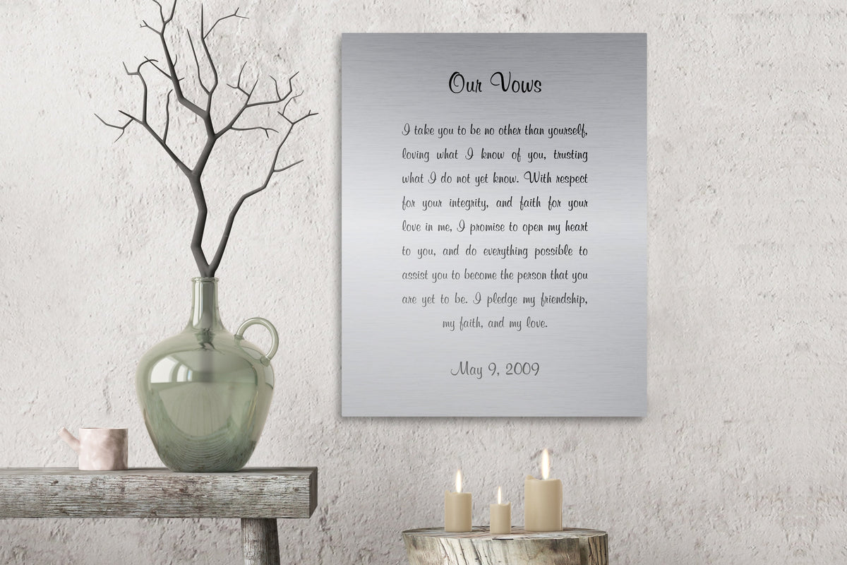 Wedding Vows Printed on Metal - HoneycombProverbs - - Tin and Aluminum Gifts