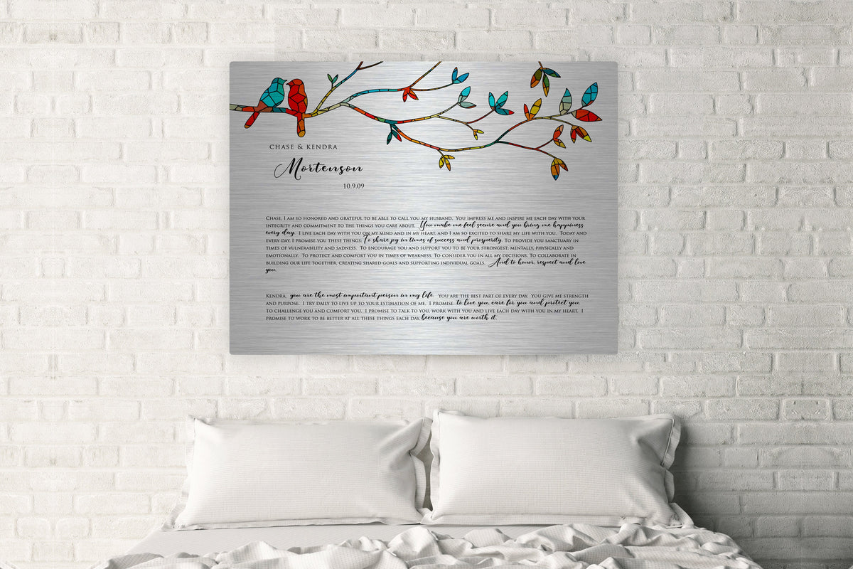 Lovebird Wedding Vow Sign on Tin - HoneycombProverbs - Signs - Tin and Aluminum Gifts