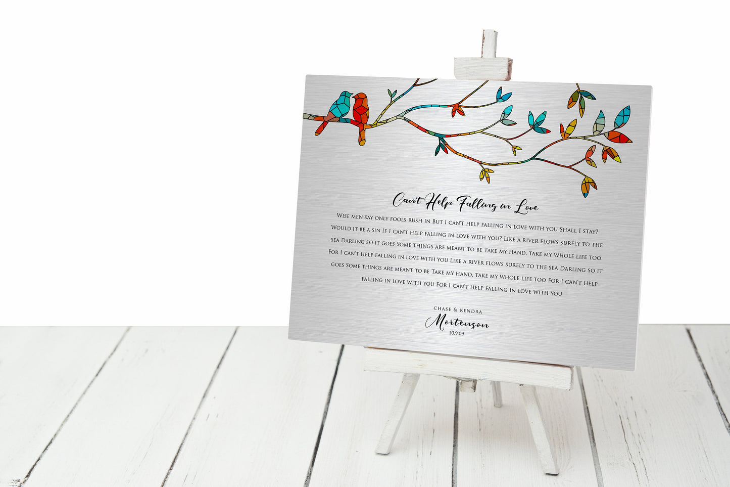 Lovebirds Wedding Song Lyric Sign on Tin - HoneycombProverbs - Signs - Modern Lyrics Wall Decor