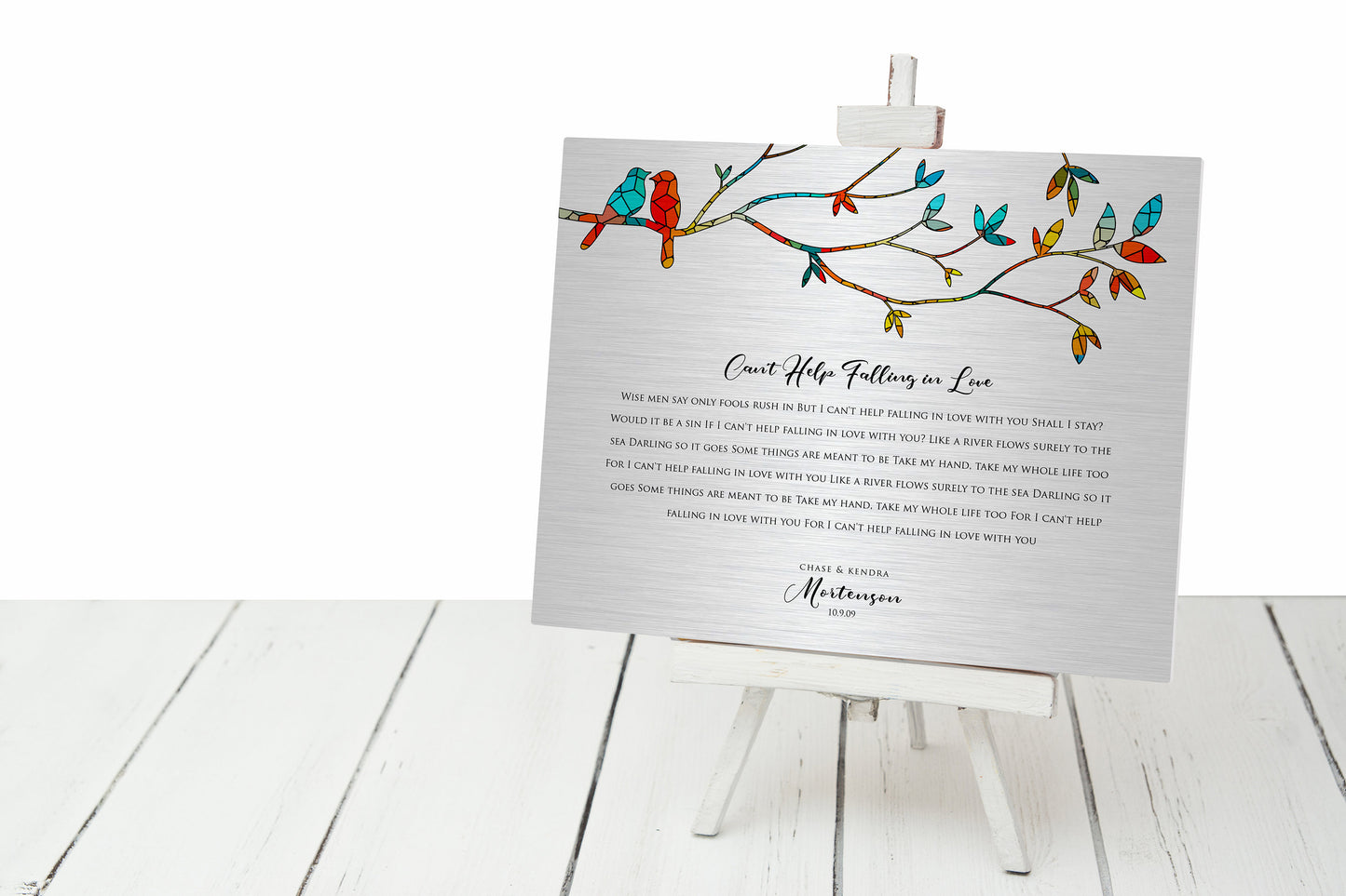 Lovebirds Wedding Song Lyric Sign on Tin - HoneycombProverbs - Signs - Modern Lyrics Wall Decor