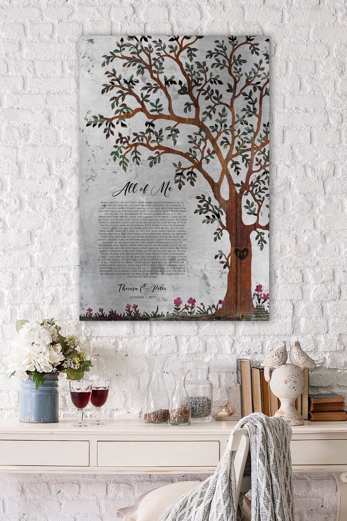 Our Tree, Custom Song Lyric Gift on Tin - HoneycombProverbs - Signs - Rustic Lyrics Wall Decor