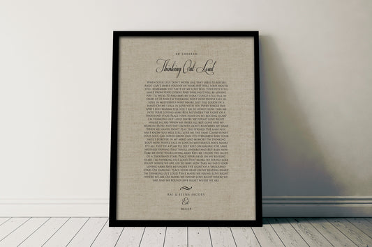 Our 1st Dance, Linen Anniversary Keepsake - HoneycombProverbs - Gifts For The Couple - Rustic Lyrics Wall Decor