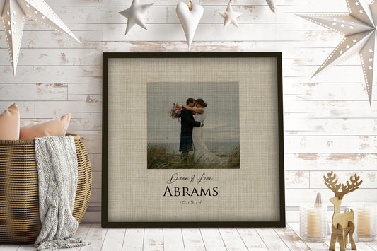 Personalized Portrait on Linen - HoneycombProverbs - Gifts For The Couple - Photo Plaques