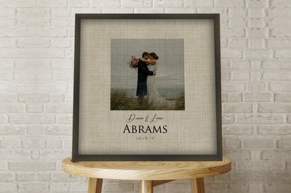 Personalized Portrait on Linen - HoneycombProverbs - Gifts For The Couple - Photo Plaques