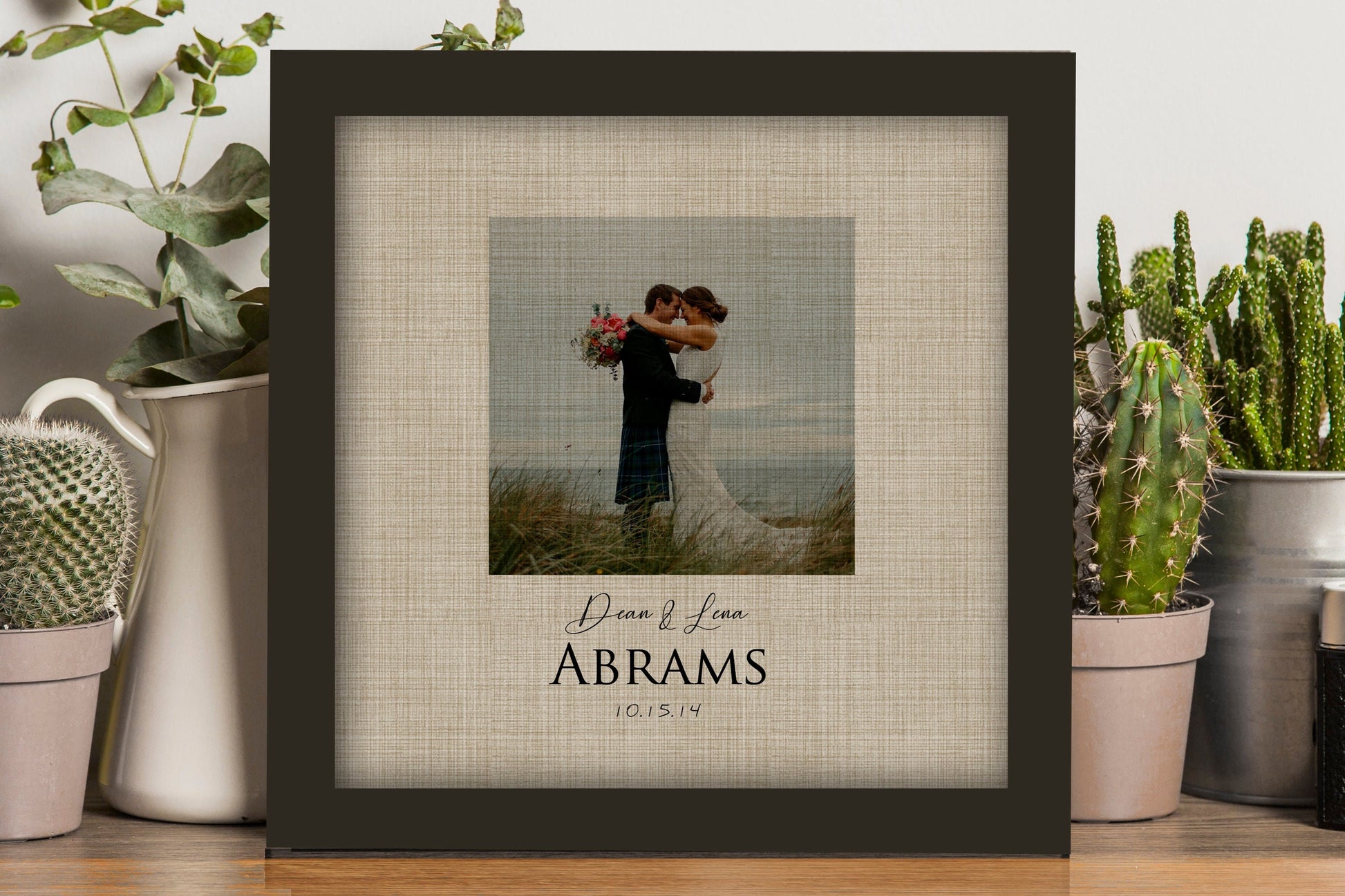 Personalized Portrait on Linen - HoneycombProverbs - Gifts For The Couple - Photo Plaques