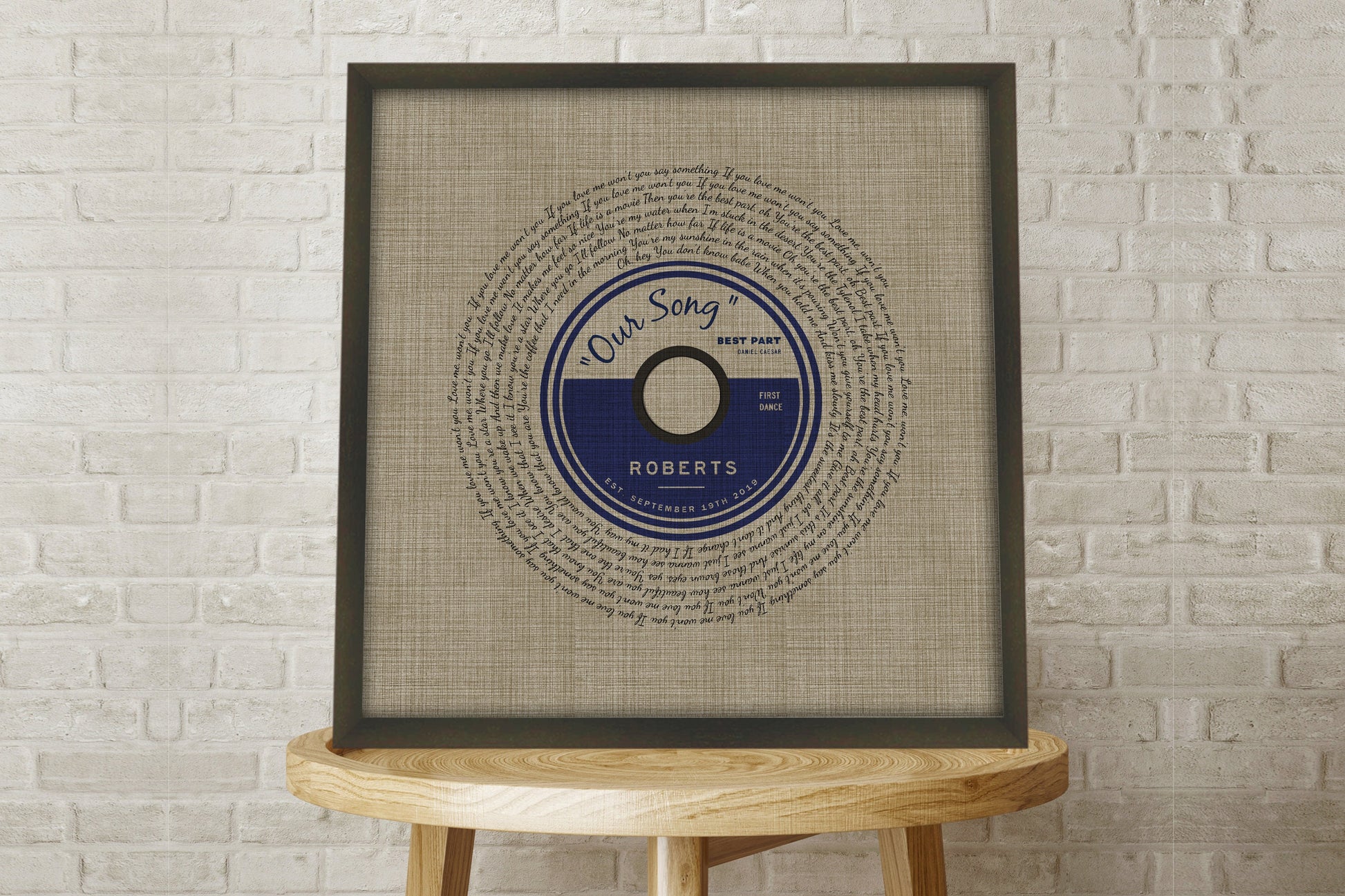 Belgian Linen, Framed First Dance Song Lyric Record - HoneycombProverbs - Gifts For The Couple - 
