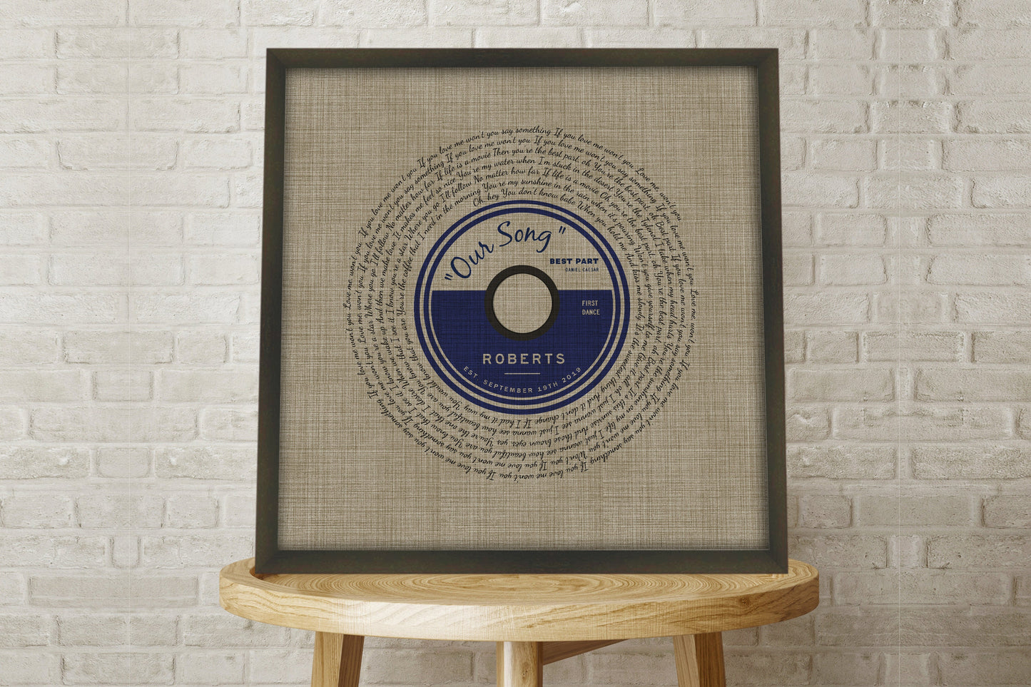 Belgian Linen, Framed First Dance Song Lyric Record - HoneycombProverbs - Gifts For The Couple - Record Album Lyrics Art