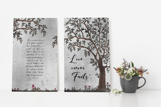 Love Never Fails, Personalized 2 Piece Wedding Gift - HoneycombProverbs - Signs - Tin and Aluminum Gifts