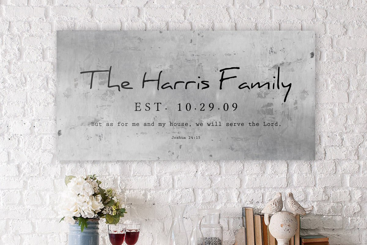 Rustic Family Name Sign with Joshua 24:15 - HoneycombProverbs - Signs - Tin and Aluminum Gifts