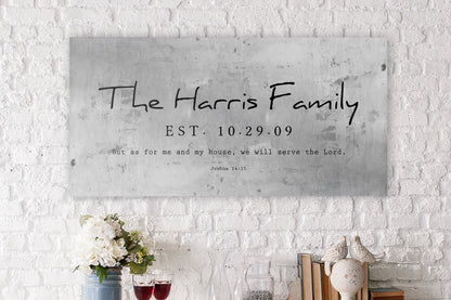 Rustic Family Name Sign with Joshua 24:15 - HoneycombProverbs - Signs - Tin and Aluminum Gifts