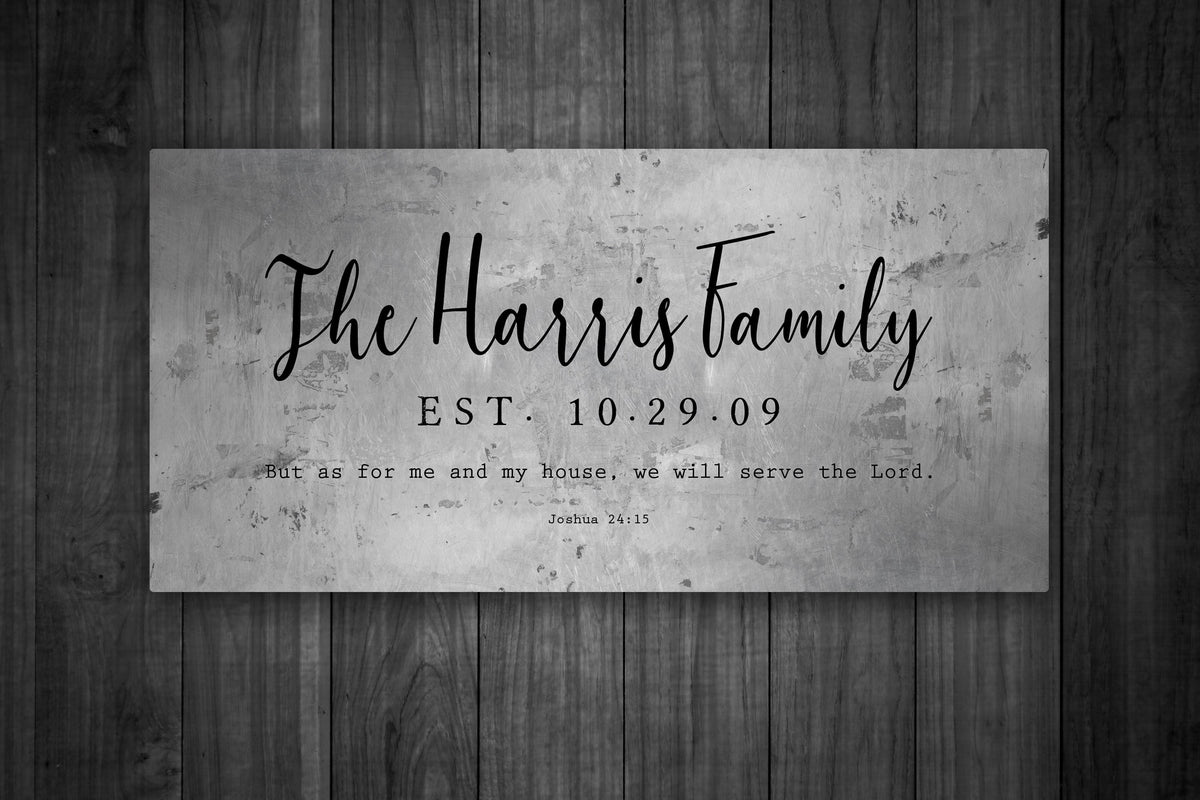Joshua 24:15 Family Name Sign on Tin - HoneycombProverbs - Signs - Tin and Aluminum Gifts