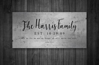 Joshua 24:15 Family Name Sign on Tin - HoneycombProverbs - Signs - Tin and Aluminum Gifts
