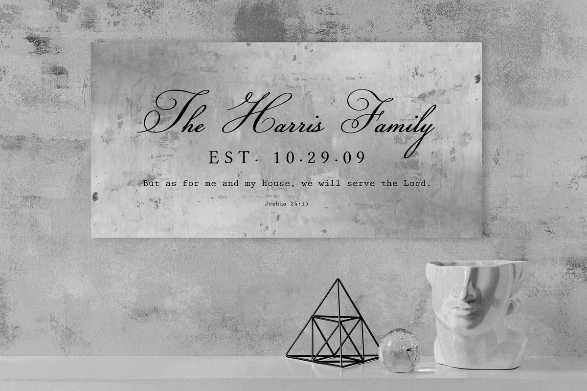 Joshua 24:15 Family Name Sign on Tin - HoneycombProverbs - Signs - Tin and Aluminum Gifts