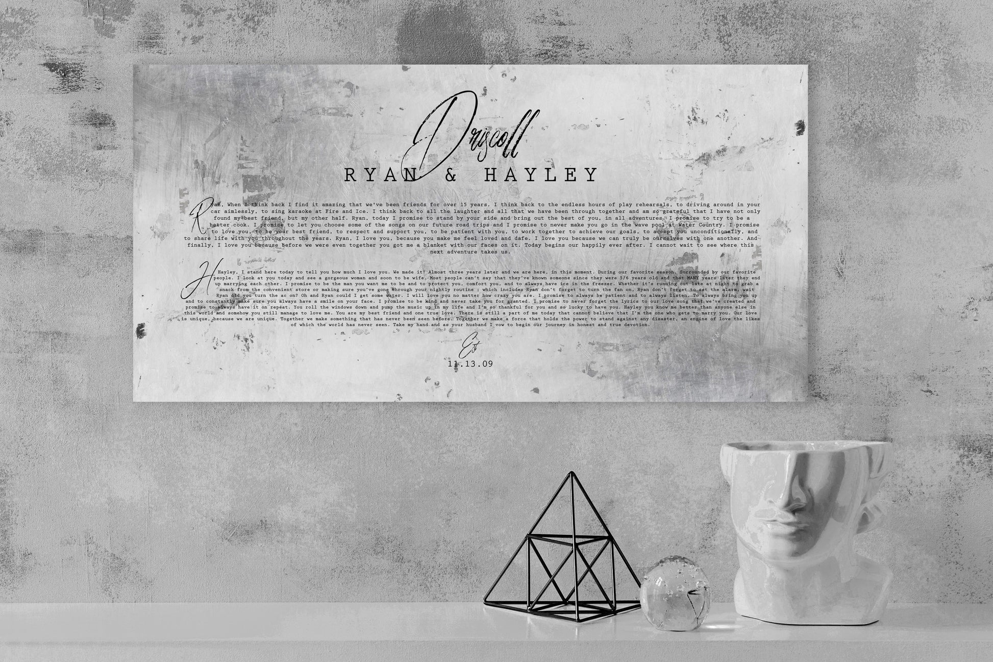 Personalized Distressed Tin Wedding Vow Sign - HoneycombProverbs - Signs - Wedding Vow Wall Art