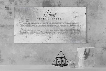 Personalized Distressed Tin Wedding Vow Sign, size and option view, 10th anniversary tin