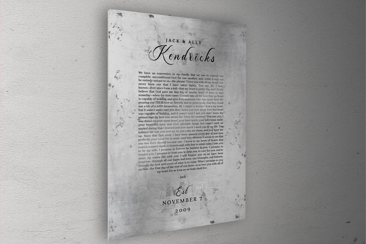 Custom Wedding Vow Metal Print - HoneycombProverbs - Wall Hangings - Tin and Aluminum Gifts