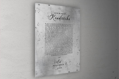 Custom Wedding Vow Metal Print - HoneycombProverbs - Wall Hangings - Tin and Aluminum Gifts