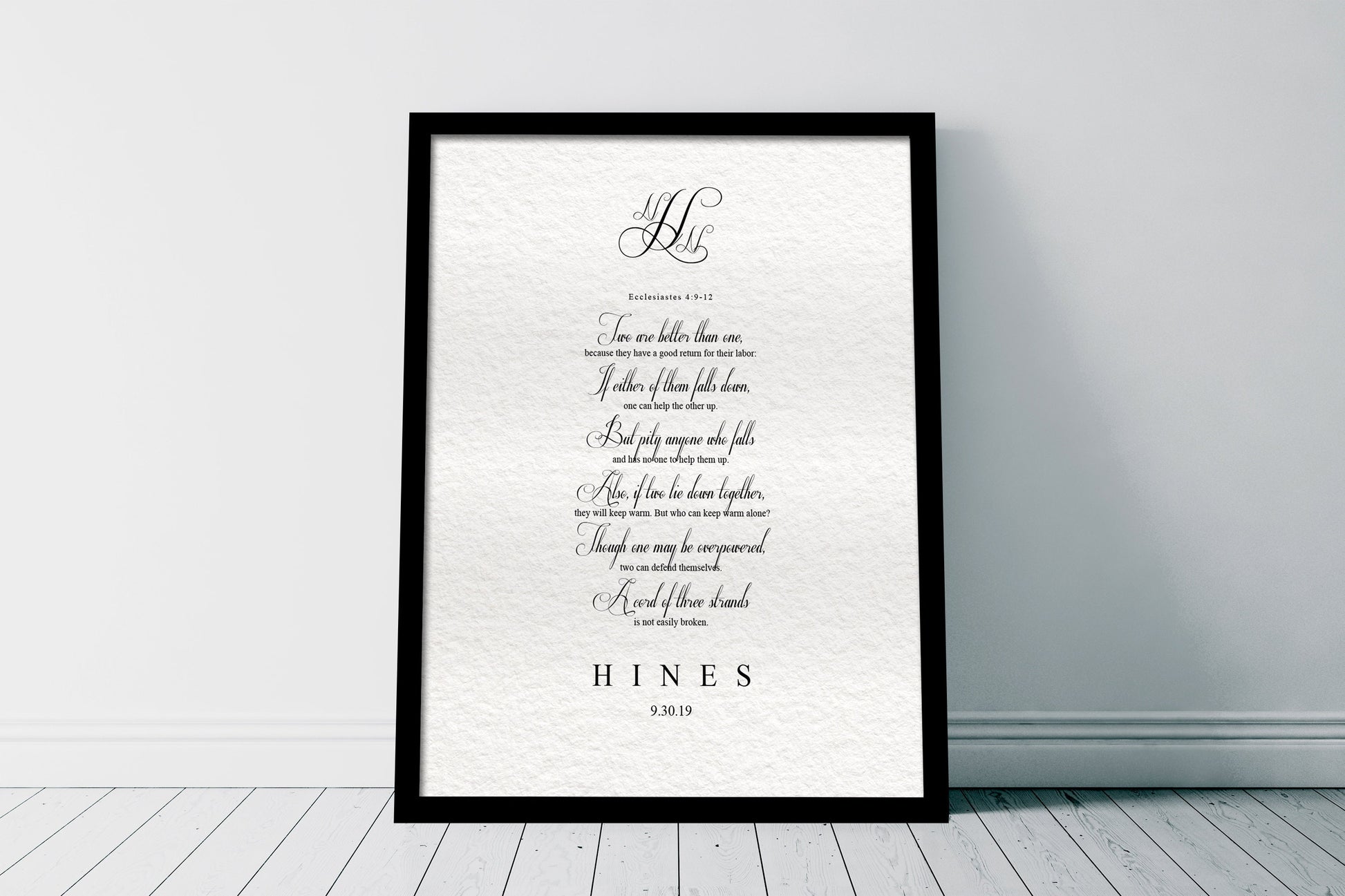 Framed Wedding Keepsake Ecclesiastes 4:9-12 - HoneycombProverbs - Gifts For The Couple - Christian Wall Art