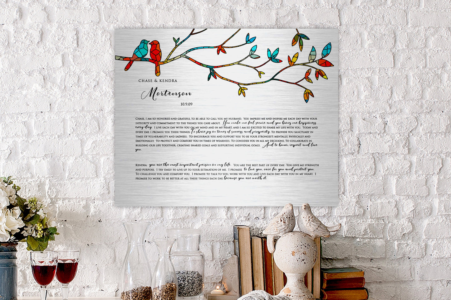 Lovebird Wedding Vow Sign on Tin - HoneycombProverbs - Signs - Wedding Vow Wall Art