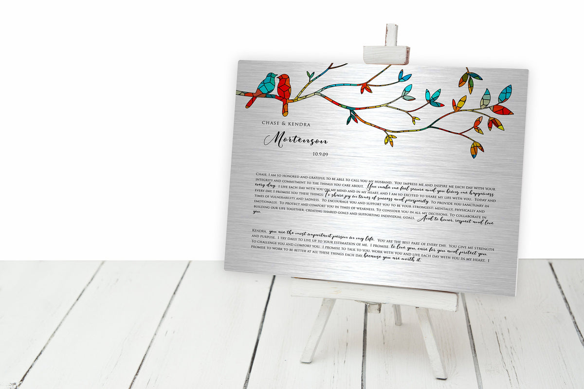 Lovebird Wedding Vow Sign on Tin - HoneycombProverbs - Signs - Tin and Aluminum Gifts