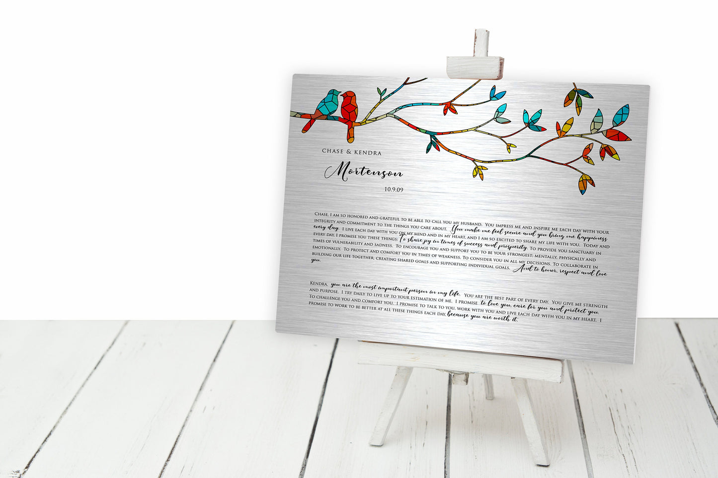 Lovebird Wedding Vow Sign on Tin - HoneycombProverbs - Signs - Wedding Vow Wall Art