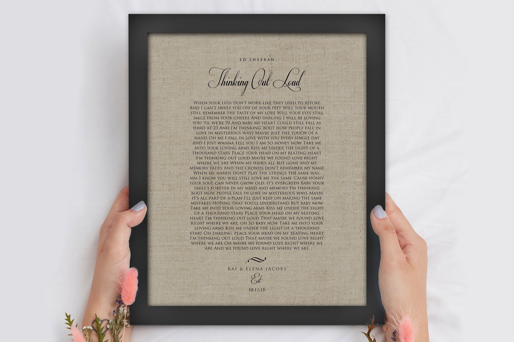 Our 1st Dance, Linen Anniversary Keepsake - HoneycombProverbs - Gifts For The Couple - Rustic Lyrics Wall Decor