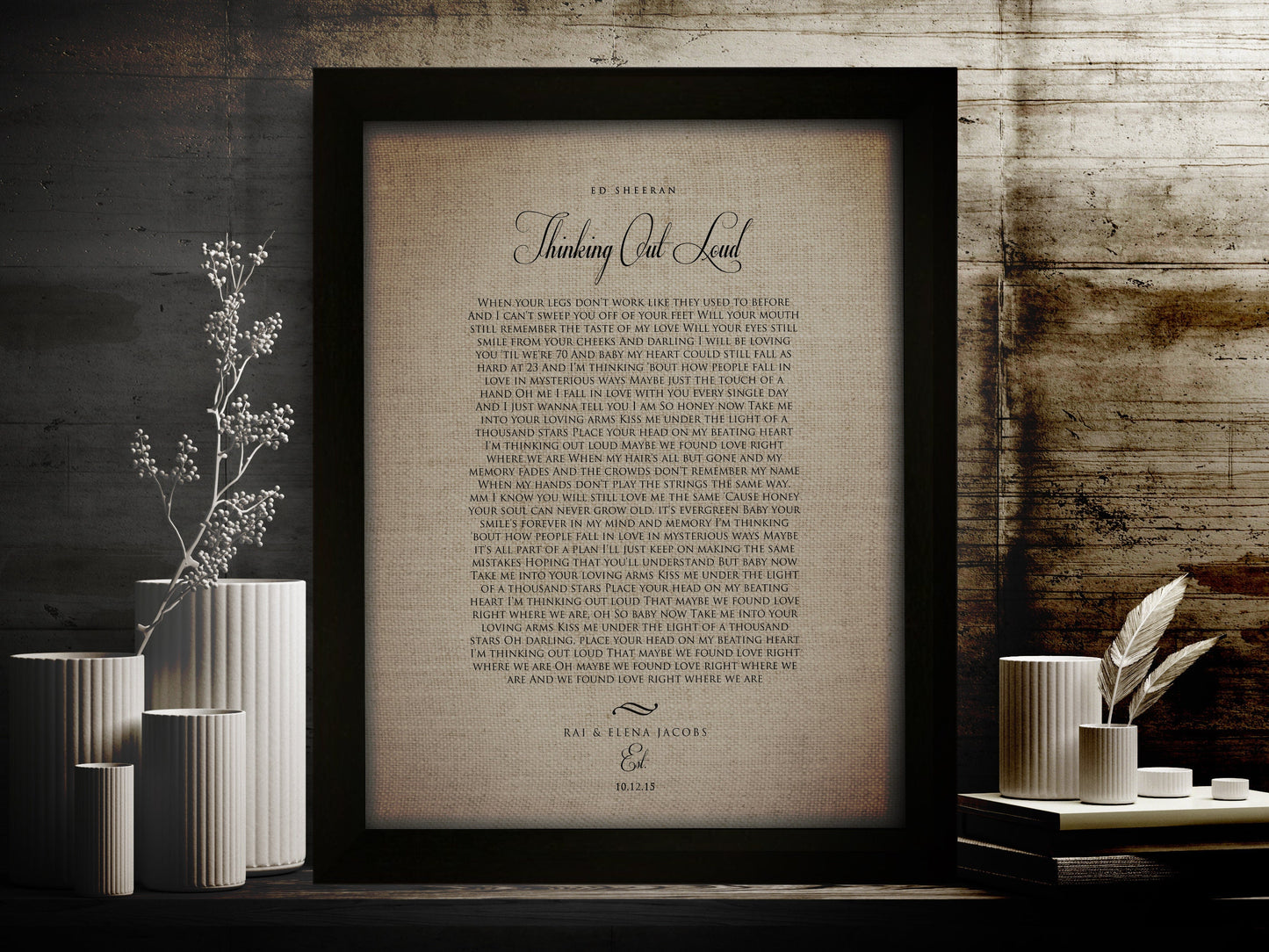 Our 1st Dance, Linen Anniversary Keepsake - HoneycombProverbs - Gifts For The Couple - Rustic Lyrics Wall Decor