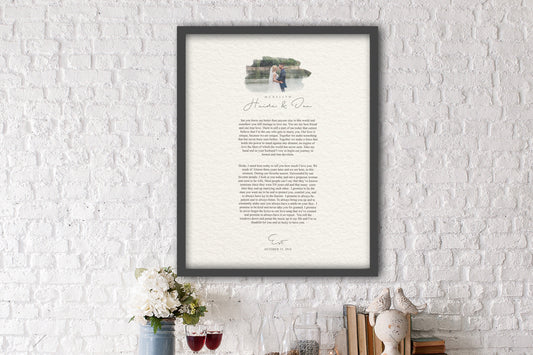 Framed Wedding Vows and Photo Gift - HoneycombProverbs - Gifts For The Couple - Wedding Vow Wall Art