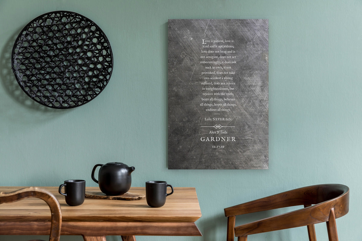 Love is Patient Love is Kind, 1 Cor 13 Sign on Tin - HoneycombProverbs - Signs - Tin and Aluminum Gifts