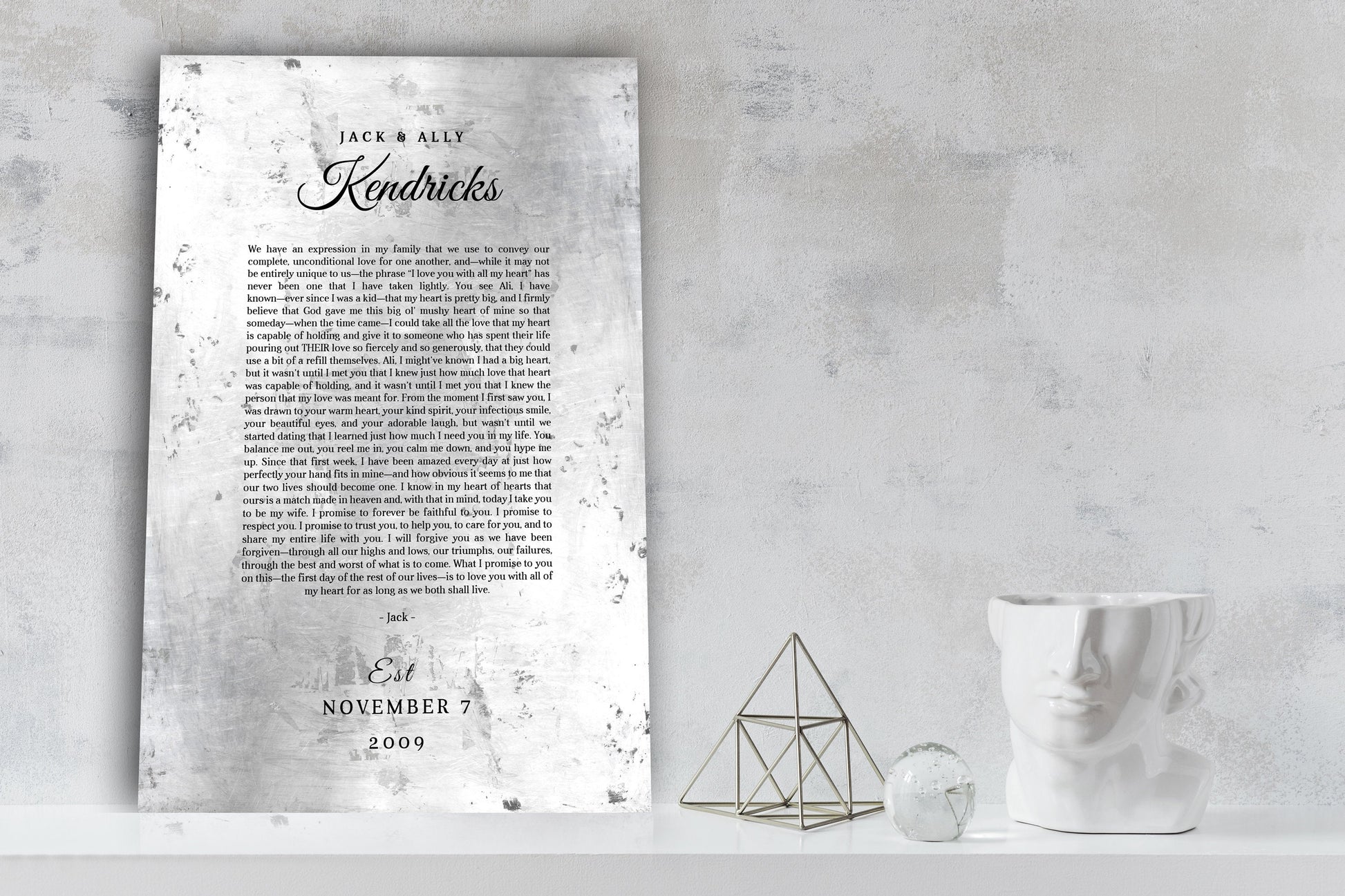 Custom Wedding Vow Metal Print - HoneycombProverbs - Wall Hangings - Wedding Vow Wall Art