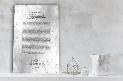 Custom Wedding Vow Metal Print - HoneycombProverbs - Wall Hangings - Tin and Aluminum Gifts