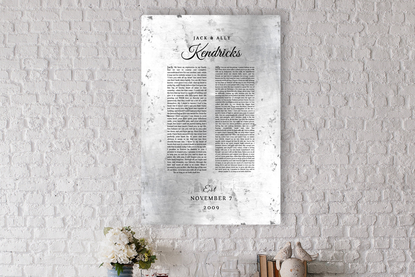 Wedding Vow Memento Gift on Tin - HoneycombProverbs - Gifts For The Couple - Wedding Vow Wall Art