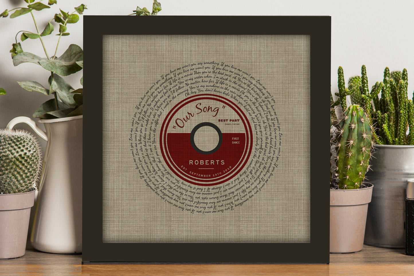 Belgian Linen, Framed First Dance Song Lyric Record - HoneycombProverbs - Gifts For The Couple - 