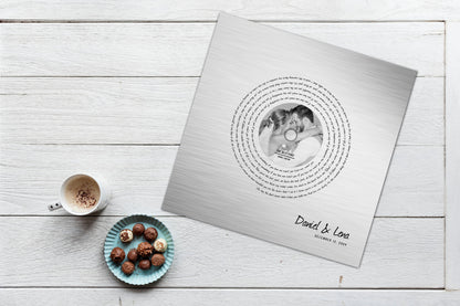 Song Lyric Record on Tin, size and option view, 10th anniversary tin