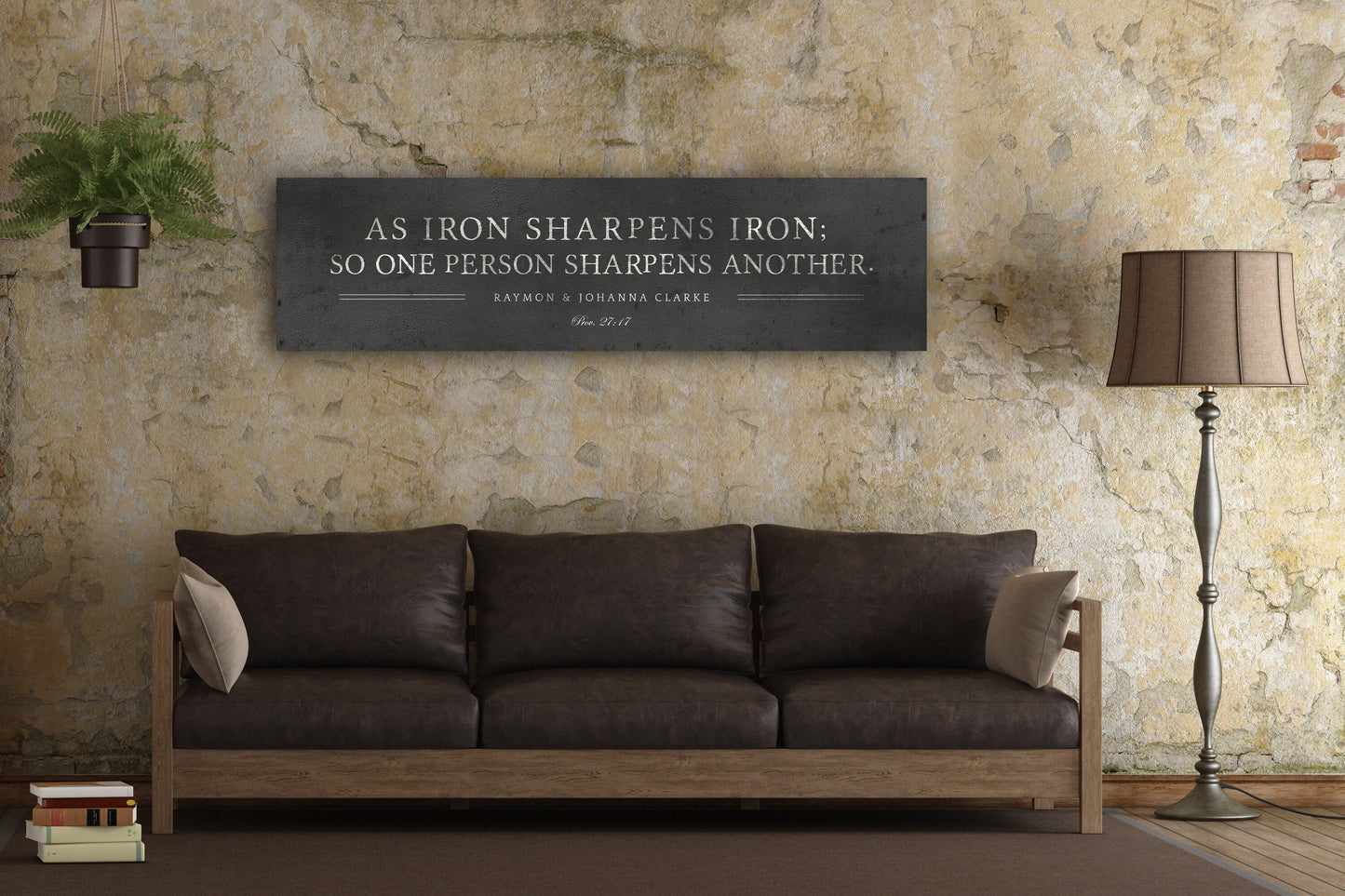 Iron Sharpens Iron Sign, Personalized Family Name Sign - HoneycombProverbs - Signs - Iron Anniversary Gifts