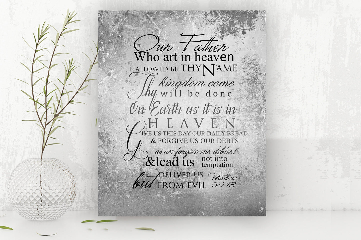 The Lords Prayer Distressed Scripture Sign - HoneycombProverbs - Signs - Christian Wall Art